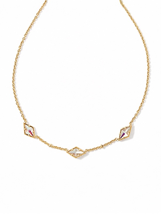 Kendra Scott Jewelry - Kendra Scott Greta Gold Strand Necklace in Blush Dichroic Glass.